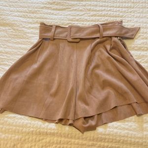 Pink suede shorts
